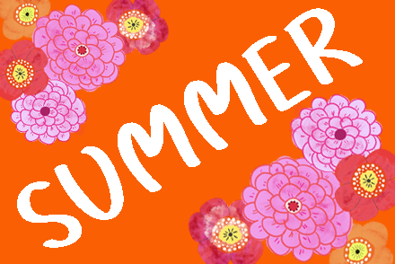 orange background with flowers