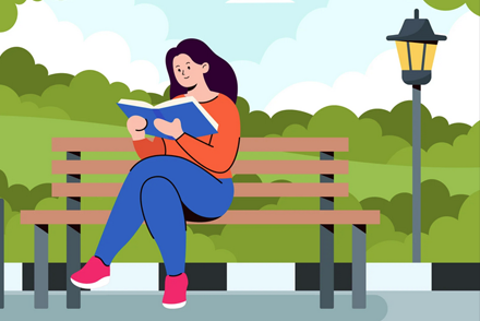 cartoon woman reading