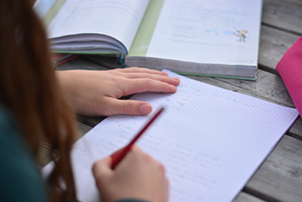 student doing homework