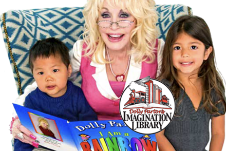 dolly parton with kids reading