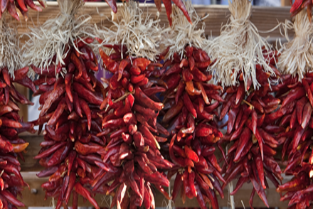 dried chiles on a string
