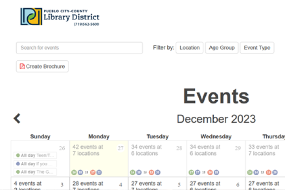 snapshot of event calendar