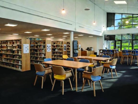 book shelves and tables