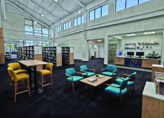reading tables and book shelves